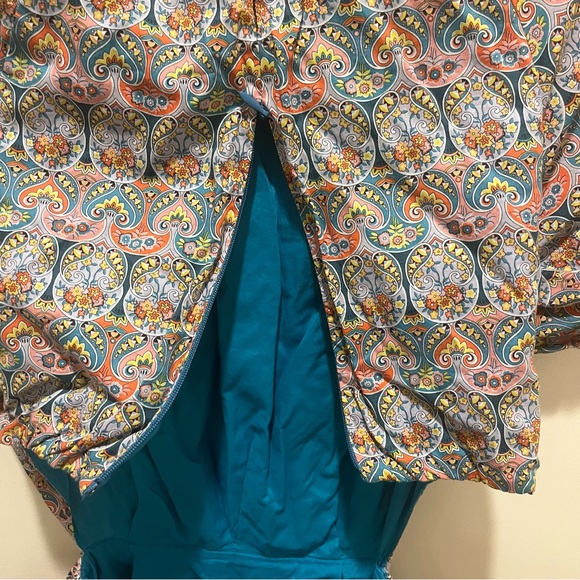 J. Crew Liberty Giorgia Duke Paisley Side Cut Out Puff Sleeve Midi Dress - 6 - Picture 9 of 16